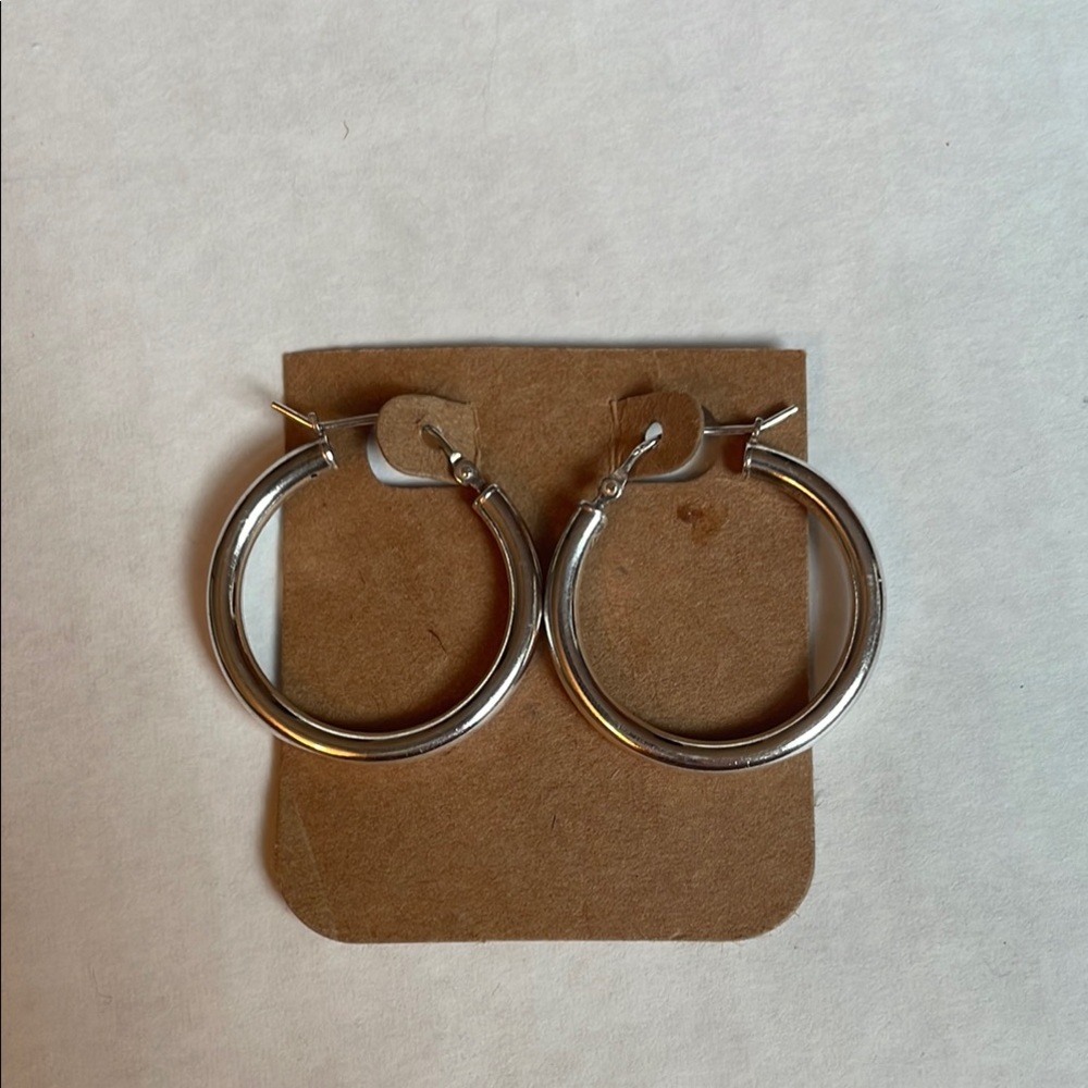Sterling Silver 1" Hoop Earrings
